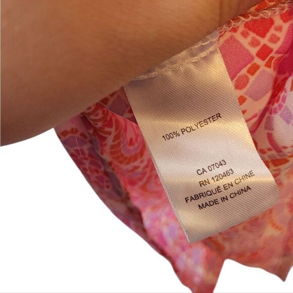 Alex & Lili Women's Pink & Orange Geometric Flowy Button Down Shirt Size M - Picture 6 of 6